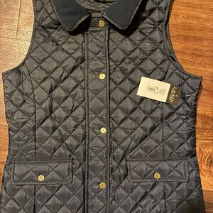 Lauren Ralph Lauren Navy Quilted Jacket with Gold Button